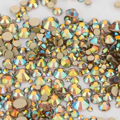 Mix Size SS3-SS20 Ghost Crystal Golden Back FlatBack Glass Rhinestones Non-HotFix for Nail Art Decorations Flat Back Rhinestone