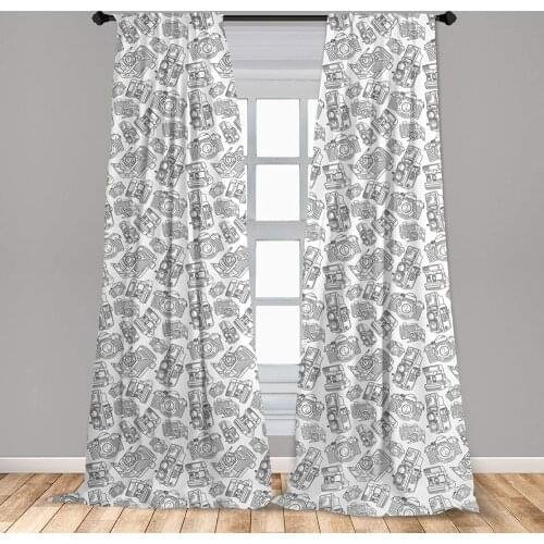 Vintage Window Curtains Antique Old Camera Monochrome Photography Hobby Technology Lightweight Decorative