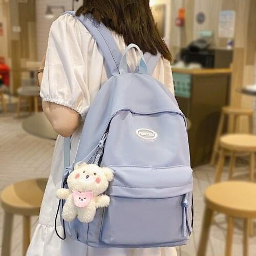Lady Waterproof Solid Color Student Bag Travel Women Kawaii Backpack Cool Girl Laptop College Bags Fashion Female Cute Backpacks