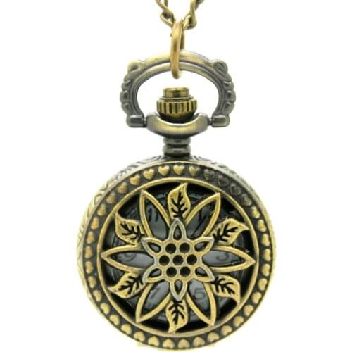 10pcs/lot Steampunk Hexagonal flower Quartz Pocket Watch Necklace Christmas cosplay birthday promotion student gift