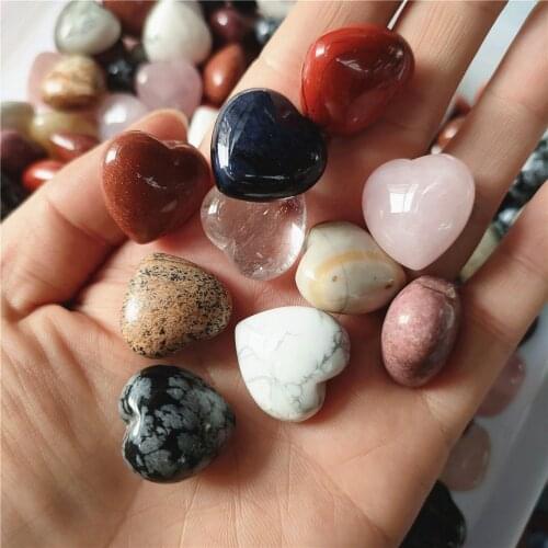 10pcs Natural stones and crystals heart for pendant jewelry making healing gifts