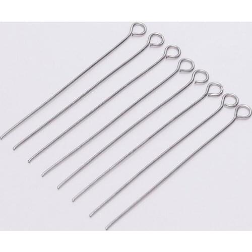 100pcs 15-70 mm Stainless steel Eye Pins Findings Eye Head Pins For DIY Jewelry Making Findings Accessories Wholesale Supplies