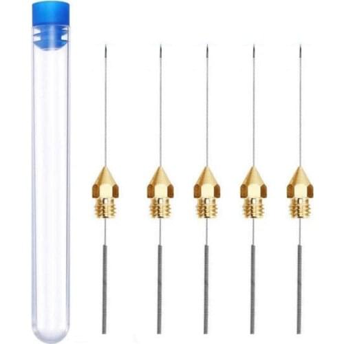 5PCS Nozzle Cleaning Unchoke Needle Clean Up Drill Steel Tool Cleaner For MK8 V6 V5 Nozzle Through Holes 0.4mm 3D printer parts