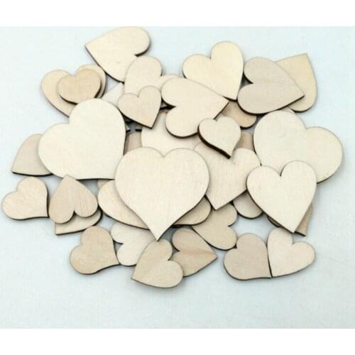 50pcs/bag wooden heart confetti mixed 20/30/40mm for Craft Wedding Party favor baby shower Decor DIY crakers scatter sprinkles