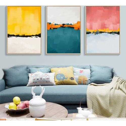 Abstract Multi Colors Blue Yellow Canvas Print Paintings Wall Art Picture Home Decoration No Frame Poster for Living Room Office