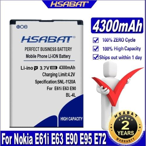 HSABAT 4200mAh BP-4L BP4L BP 4L battery For Nokia E61i E63 E90 E95 E72 E52 E71 6650F N810 N97 High quality battery