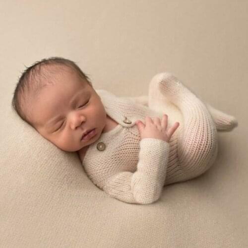 White Knit Rompers Newborn Photography Props Infant Baby Boy Photo Shoot Outfits Clothes bebe fotografia Newborn Photo Costume