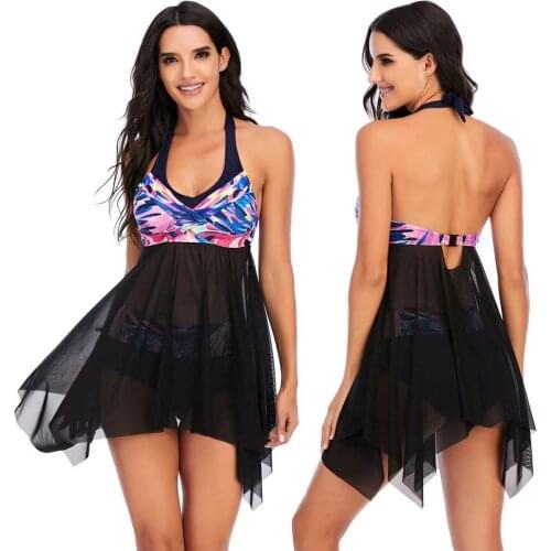 Bikini Swimwear 2020 New Halter Print Tankini Backless Bathing suit Sexy Swimsuit Beach Wear