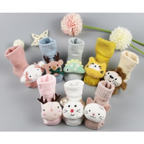 Bobora Newborn Floor Socks Baby Socks Doll Socks Autumn Winter Mid Stocks Thickening Brush Furry