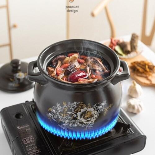 Household gas pot cookware Heat-resistant stew pot Soup pottery clay pot With Cover Ceramic pot cooking Casserole stew Clay pot