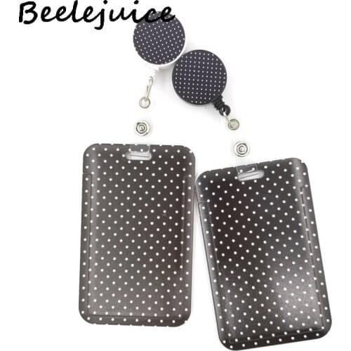 Black spot Wave Point Cute Card Cover Lanyard Retractable Student Nurse Badge Reel Clip Cartoon ID Card Badge Holder accessories