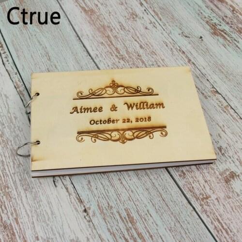 21.5X15cm Custom names Wedding Guest Book Rustic Wooden Wedding decoration Guest Book Wooden Guestbook Personalised Guest Book