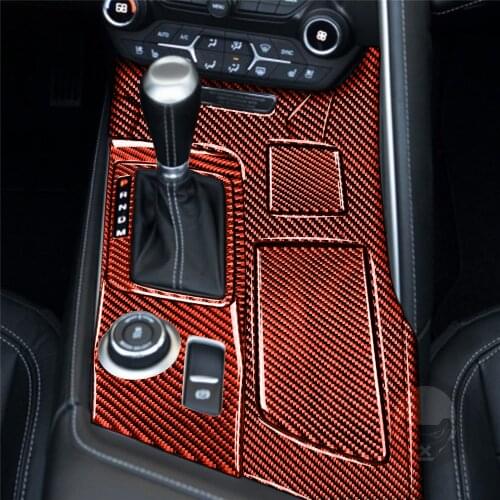 Gear Shift Water Cup Holder Panel Cover Decoration Trim Sticker for Chevrolet Corvette C7 2014-2019 Carbon Fiber LHD 11pcs