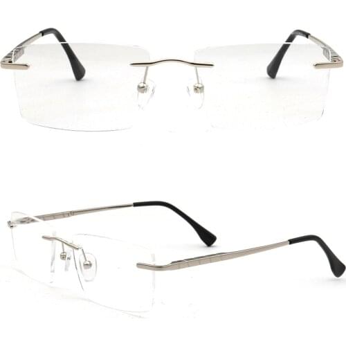 Men Rectangular Rimless Eyeglass Frames for Men Square Business Metal Glasses Frames Light Glasses Frames Gold Silver Black
