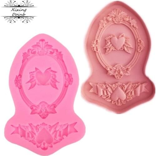 Lace photo frame shape silicone soft candy mold cake decorating tool Candy Chocolate Mold