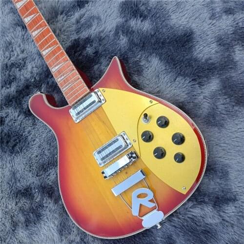 Guitarra Eléctrica Ricken de 6 cuerdas, cuerpo de arce 660, diapasón de palisandro para cuello, pieza trasera dorada, pintura de