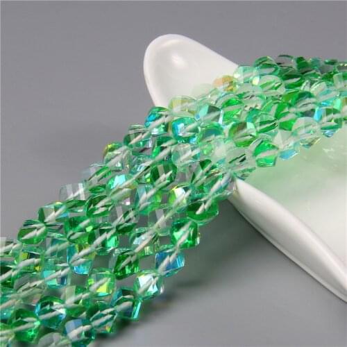 Faceted Apple Green Austrian Crystal Round Beads For Jewelry Making 6 8 10 mm Glitter MoonStone Beads Diy Bracelet Wholesale