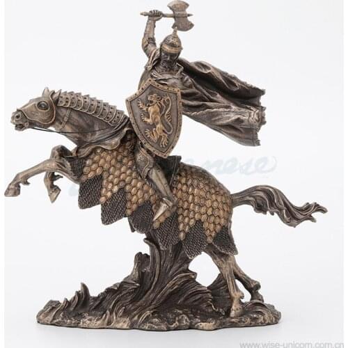 Art Decoration Crafts Statue knight in armor riding a horse with an ax in his right hand birthday present home decor hot style