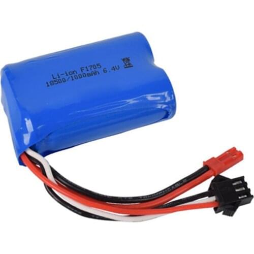 6.4v 1000mAh 15C 18500 Li-ion Battery For RC Car toys battery JST-2P free shipping
