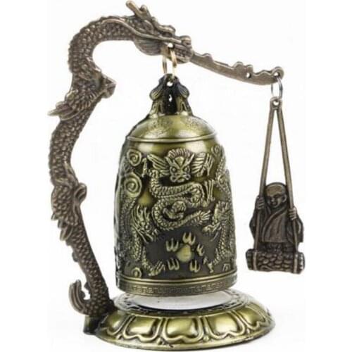 COPPER STATUE classic statue bronze lock monk dragon impact bell can ring dragon pendulum piece geomantic decorations handicraft