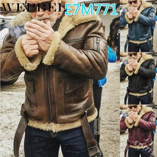WEPBEL Autumn Winter Coat Mens Vintage Punk Motorcycle Lapel Velvet Thick Warm PU Leather Jacket Plus Velvet Leather Jacket