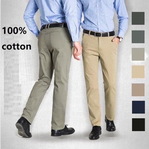29-40 Big Size Men Spring Autumn Business Suit 100% Cotton Working Pants Social Office Trousers Male Mens Slim Fit Casual pants