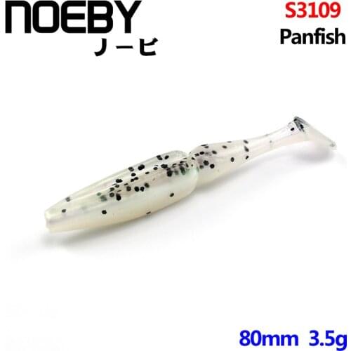 NOEBY 6 pcs/lot Soft Lure 80mm/3.5g Quality Professional Fishing Lure Artificial Bait Lures Soft Worm Fishing tackle Panfish