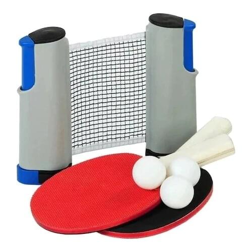 Adjustable portable clear for table tennis ping pong 3 balls table tennis racket set