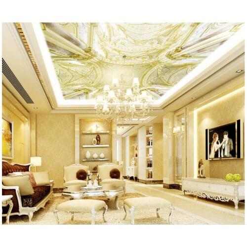 Wallpaper 3d ceiling European-style living room ceiling mural reliefs 3d ceiling murals wallpaper 3d customized wallpaper