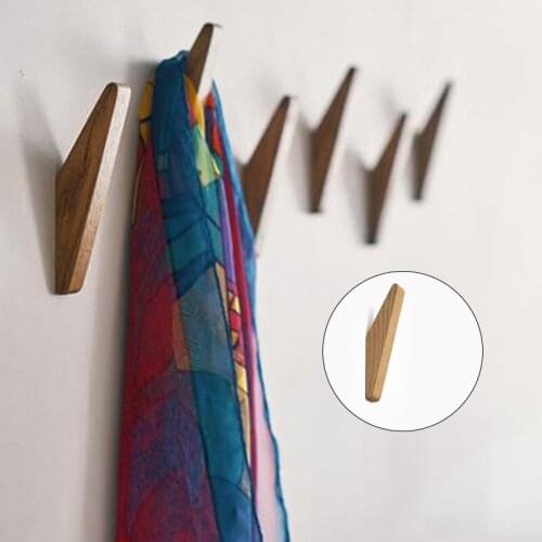 Natural Solid Wooden Wall Hook Peg Hat Coat Hanger Hallway Storage Bathroom Kitchen Hooks Home Decoration 13.5*4.4cm