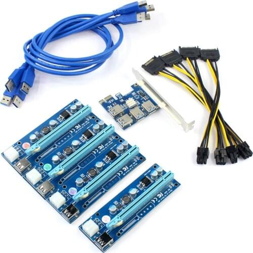 USB 3.0 PCI-E Express 1x to 16x Extender Riser Card Adapter Pcie 1 to 4 USB Convertor Graphics Video card for Miner BTC Litcoin