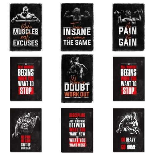 Bodybuilding Motivational Quote Silk Poster Print Gym Room Fitness Sports Painting Mural Wall Art Pictures for Home Decor