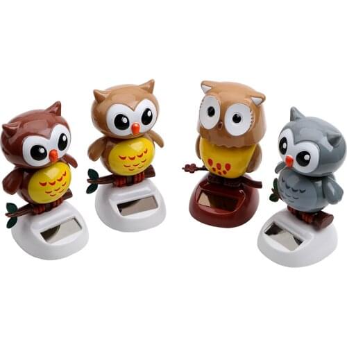 Solar Powered Gift Cute Owl Birds Dancing Shaking Head Car Styling Dashboard Decoration Swing Doll Auto Accessories Car Ornament