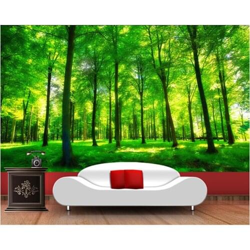 Custom nature wall murals, green forest landscape used in the bedroom TV KTV wall waterproof vinyl papel DE parede