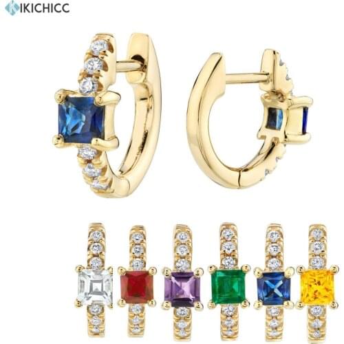 Kikichicc 925 Sterling Silver Popular 8mm Huggies Blue Zircon Clear CZ Pave Circle Earring For 2020 Fashion Women Jewelry