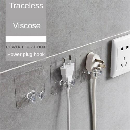 Socket hook transparent power plug traceless hook adhesive storage hook wire plug bracket hook