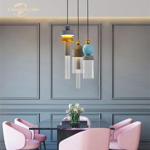 Nordic LED Chandeliers Lighting Modern Macaron Metal Glass Pendant Hanging Lamps Bedroom Living Room Dining Room Lights Lustre