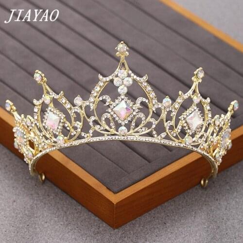Baroque Colorful Crystal Rhinestone Bridal Tiara and Crown Wedding Hair Accessories Crown Girls Princess Tiaras Headpiece Diadem