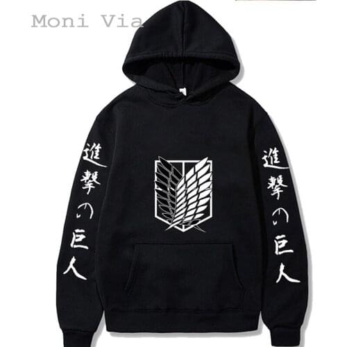 Attack On Titan Hoodie Mens Fashion Print Pullovers Japanese Style Karajuku Sweatshirts For Men Casual Loose Top Men Clothes