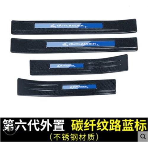 Carbon Stainless steel Door Sill Covers scuff plate guards protection For Outlander 2013-2018 Car Accessories 4pcs