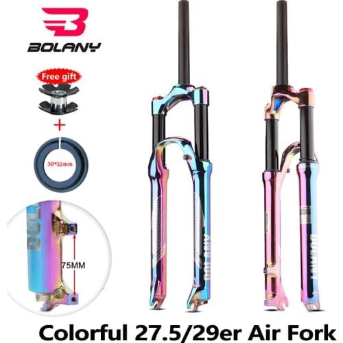 BOLANY Colorful MTB Bicycle Air Fork 27.5/29er Inch Aluminium Alloy Cycling Suspension Forks Front H/L Locking for Bike Parts