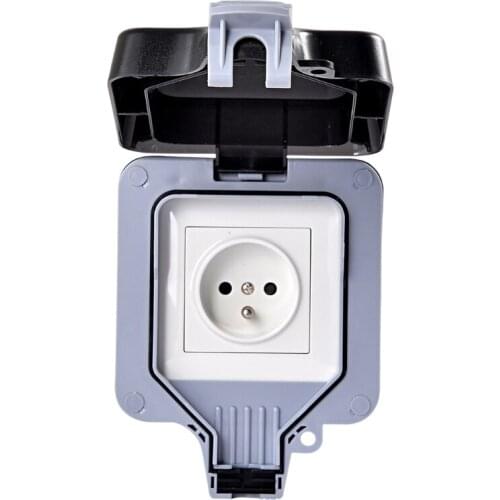 External Outdoor IP66 1 Slot Wall Socket Dustproof Surface-Mounted Protective Contact Weatherproof Adapter with Cover