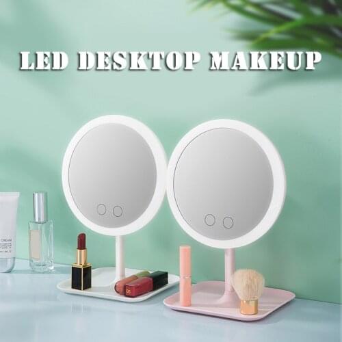 2019 LED Lighted Makeup Mirror Desktop Dressing Mirror Fill Light Female Portable Beauty Mirror For Home Travel