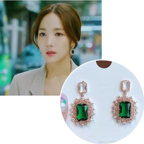 2019 Korean Earrings Ladies Jewelry Retro Fashion Shiny Crystal Square For Women Aretes De Mujer Charm TV Star Brincos