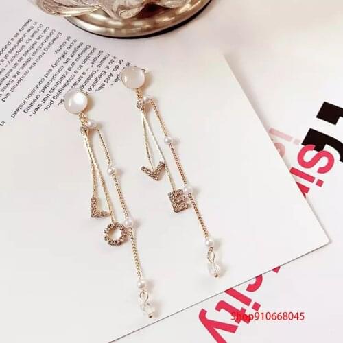 2021 new temperament female LOVE letter long tassel earrings earrings personality wild trendy earrings earrings Japanese and Kor