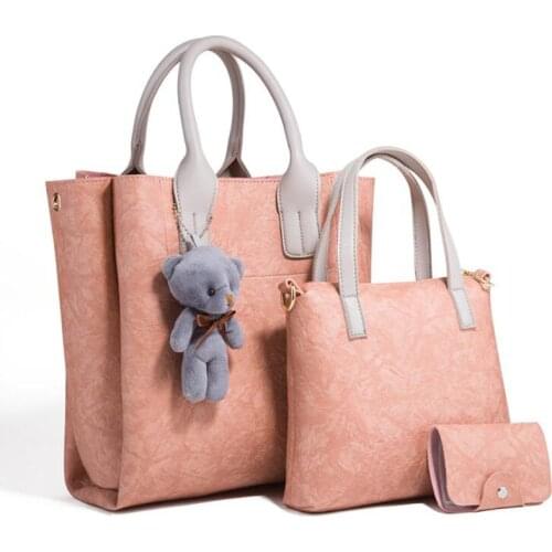 Women Top-Handle Bags Female Composite Bags 2018 Women Messenger Bags Handbag Set PU Leather Wallets Key Bag Set