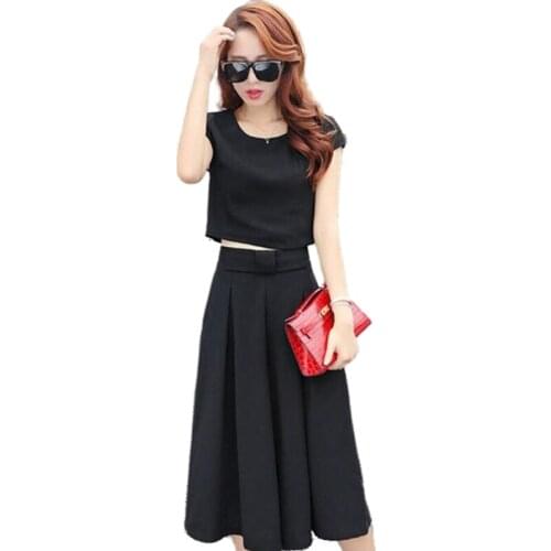 Plus size 3xl women summer 2 sets clothing sexy short T shirt and high waist wide leg capri pants