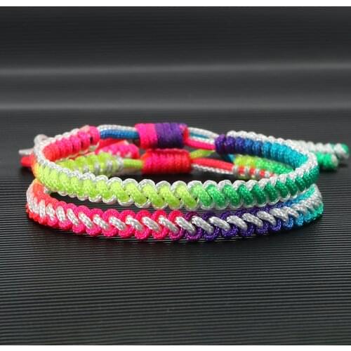 1-2pcs Rainbow Thread Handmade Braided Bracelets Multicolor Rope Ethnic Tibetan Buddhist Bracelet & Bangle for Women Men Jewelry