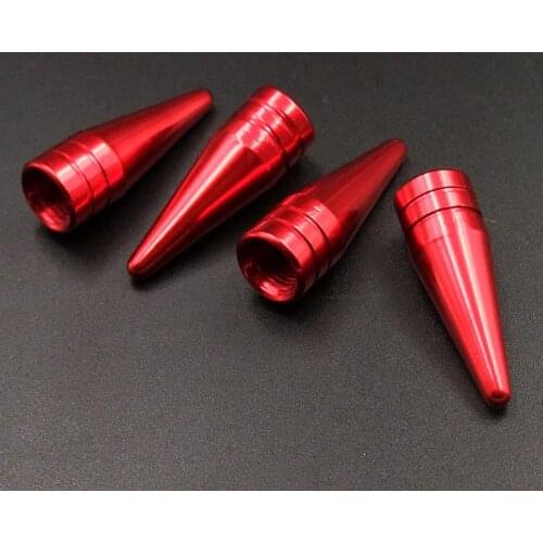 4pcs Red Universal Long Spiked Car Wheel Tire Valve Air Stem Dust Caps Cover Truck Auto Vehicle Motorcycle Bicycle Accessory