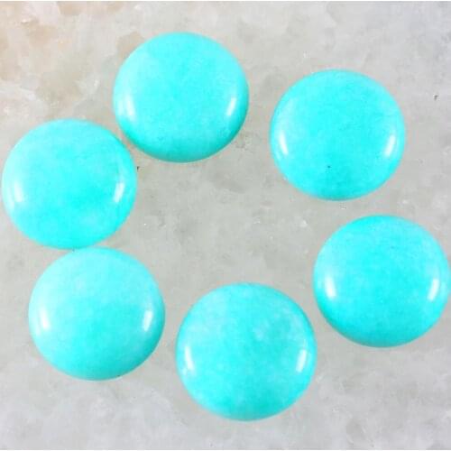 5Pcs 20MM Round Cabochon Stone For Jewelry Making No Hole Flat Back Cabochon Cab Bead Green Amazonite Pendant Stone Bead K884